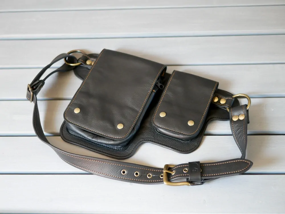 Kožená ledvinka - Bum bag černá