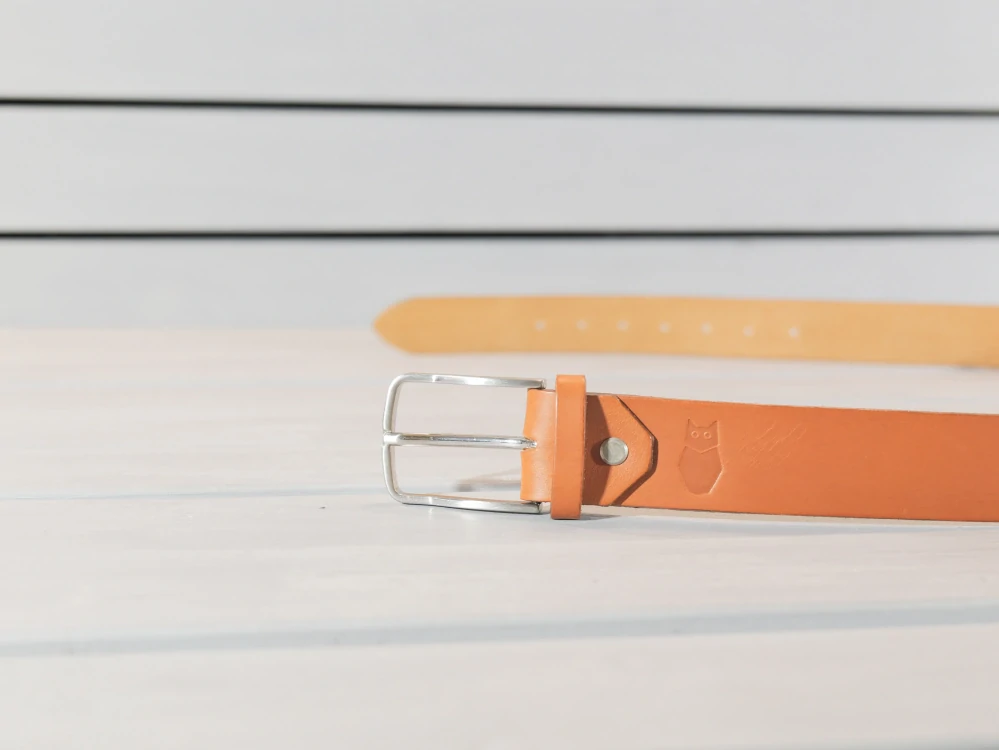 Kožený opasek - BM - rezavě hnědý, tenčí