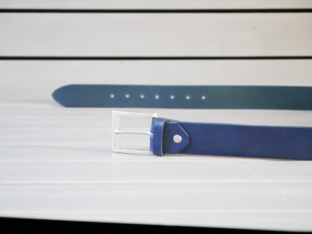 Kožený opasek - BM - modrý