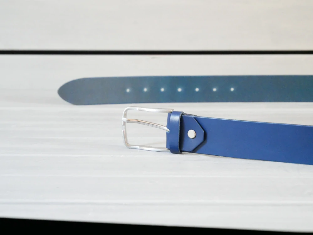 Kožený opasek - BM - modrý