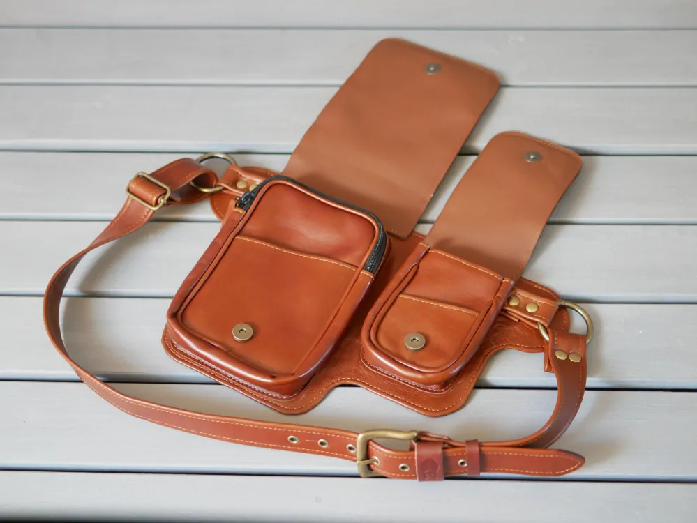 Kožená ledvinka - Bum bag rezavá