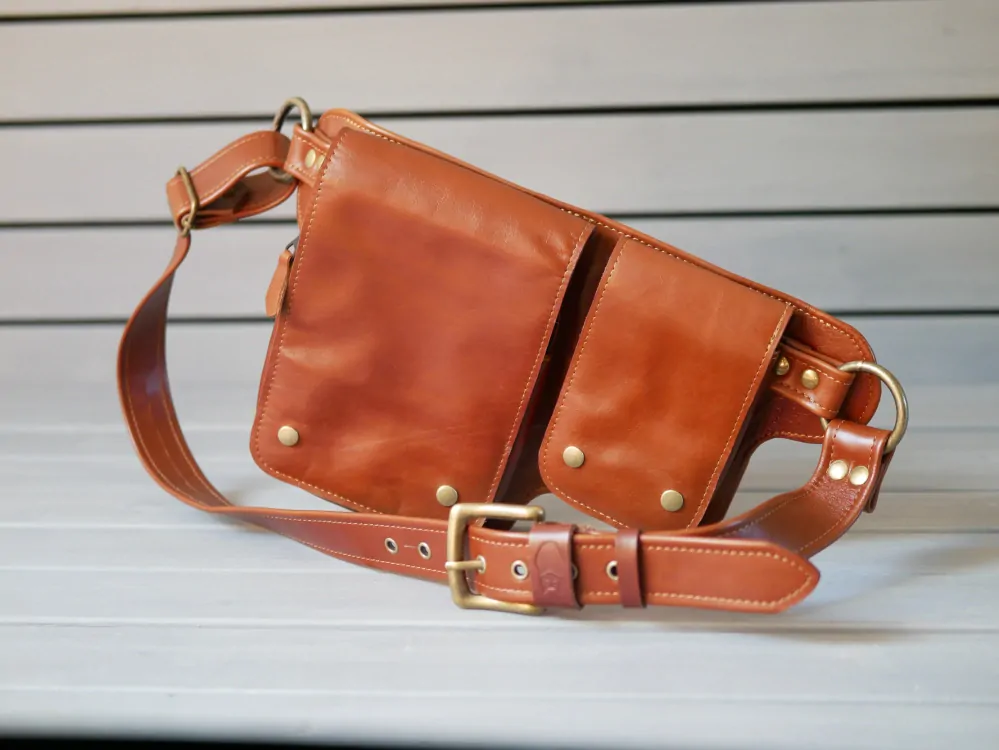 Kožená ledvinka - Bum bag rezavá