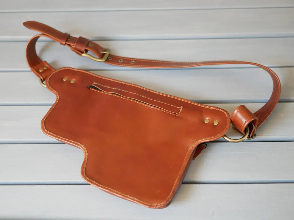 Kožená ledvinka - Bum bag rezavá