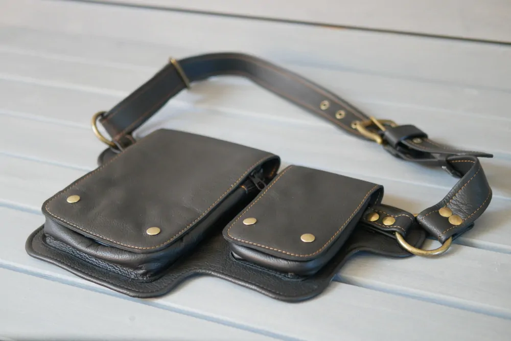 Kožená ledvinka - Bum bag černá