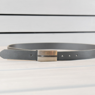 Kožený opasek - oblekový - černý